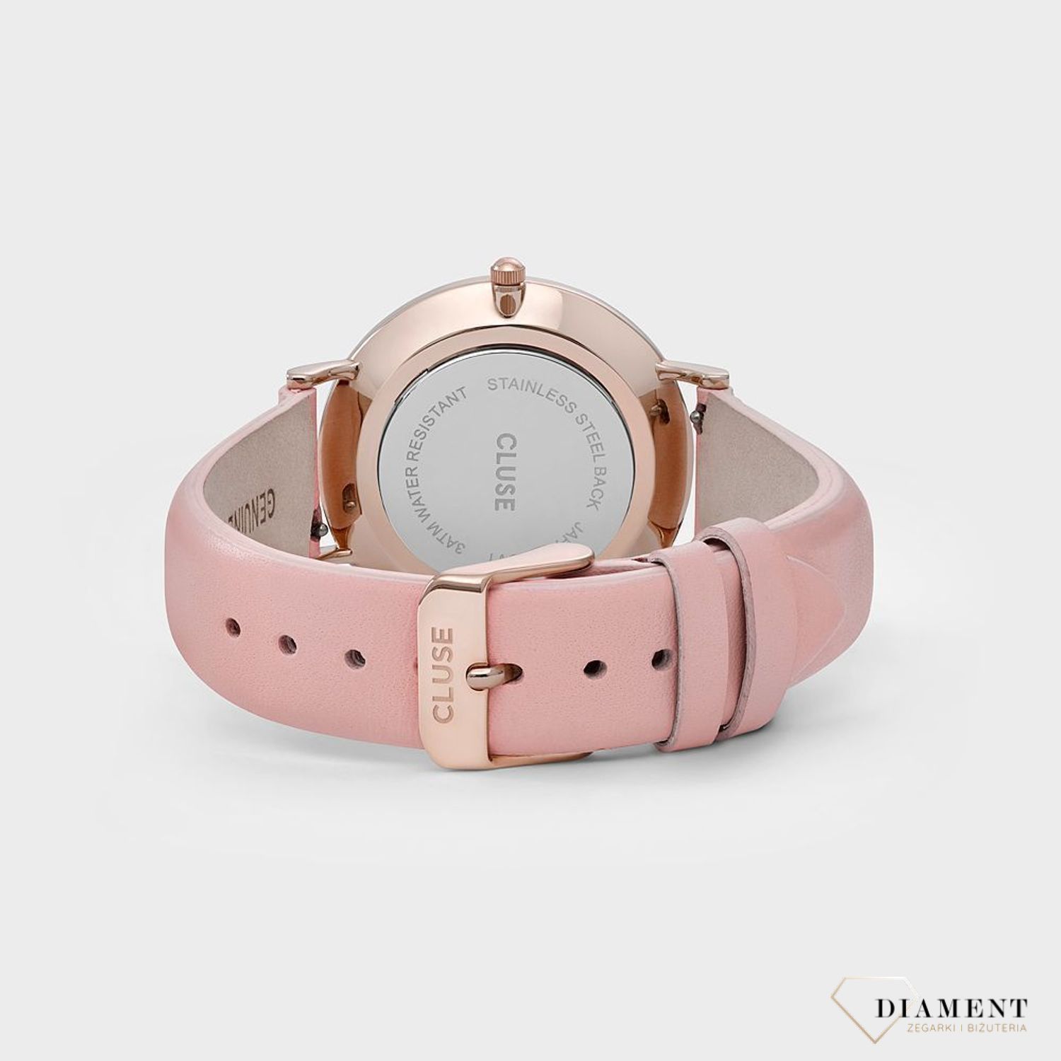 Zegarek damski z pięknym, wytrzymałym paskiem w kolorze pudrowego różu. Koperta w kolorze żółtego złota z białą wyraźną tarczą. Grawer gratis! Zapraszamy (1).jpg