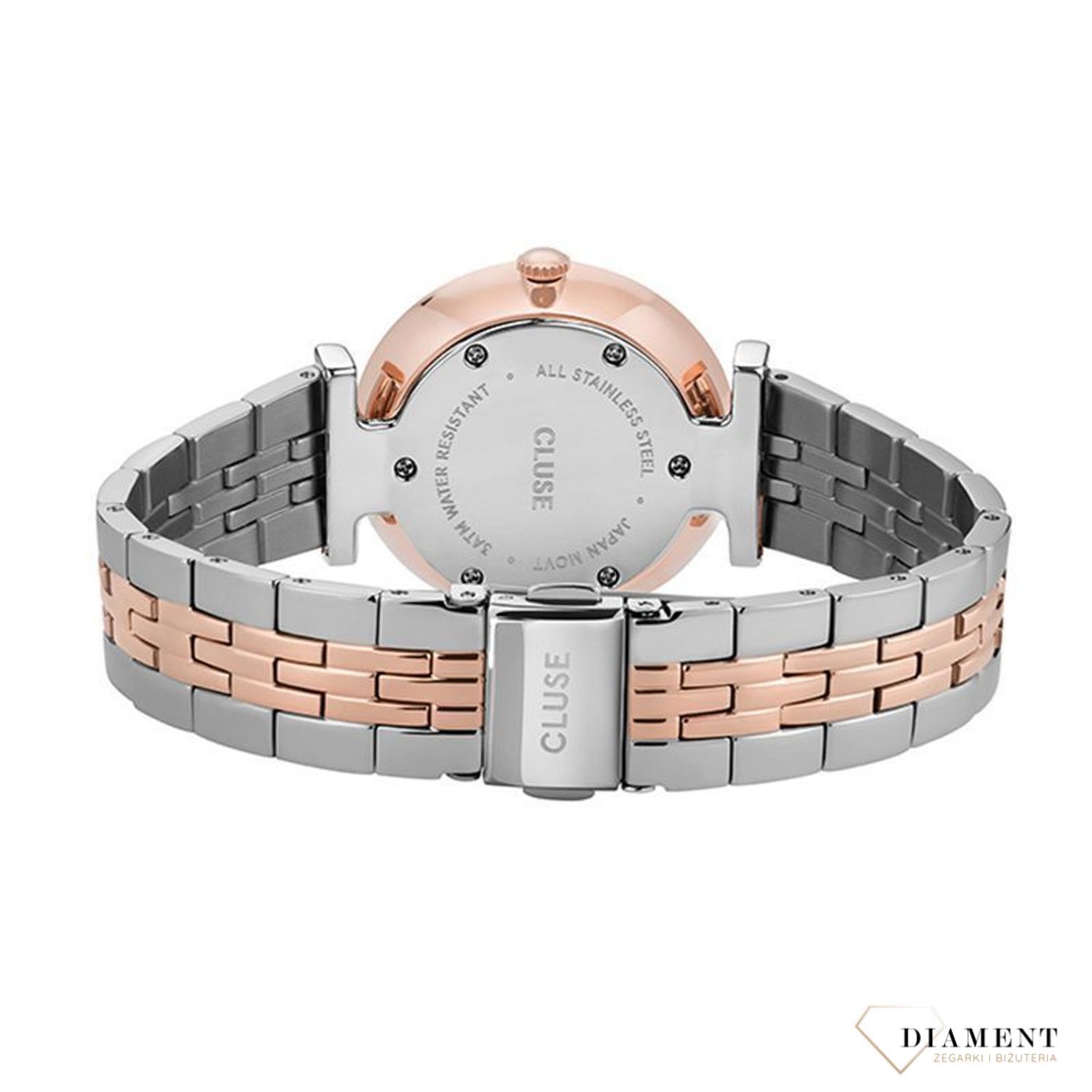 Zegarek damski Cluse w pięknej okrągłej kopercie w kolorze różowego złota z tarczą masy jubilerskiej, to modne i piękne połączenie. Zegarek to idealny prezent.  (2).jpg