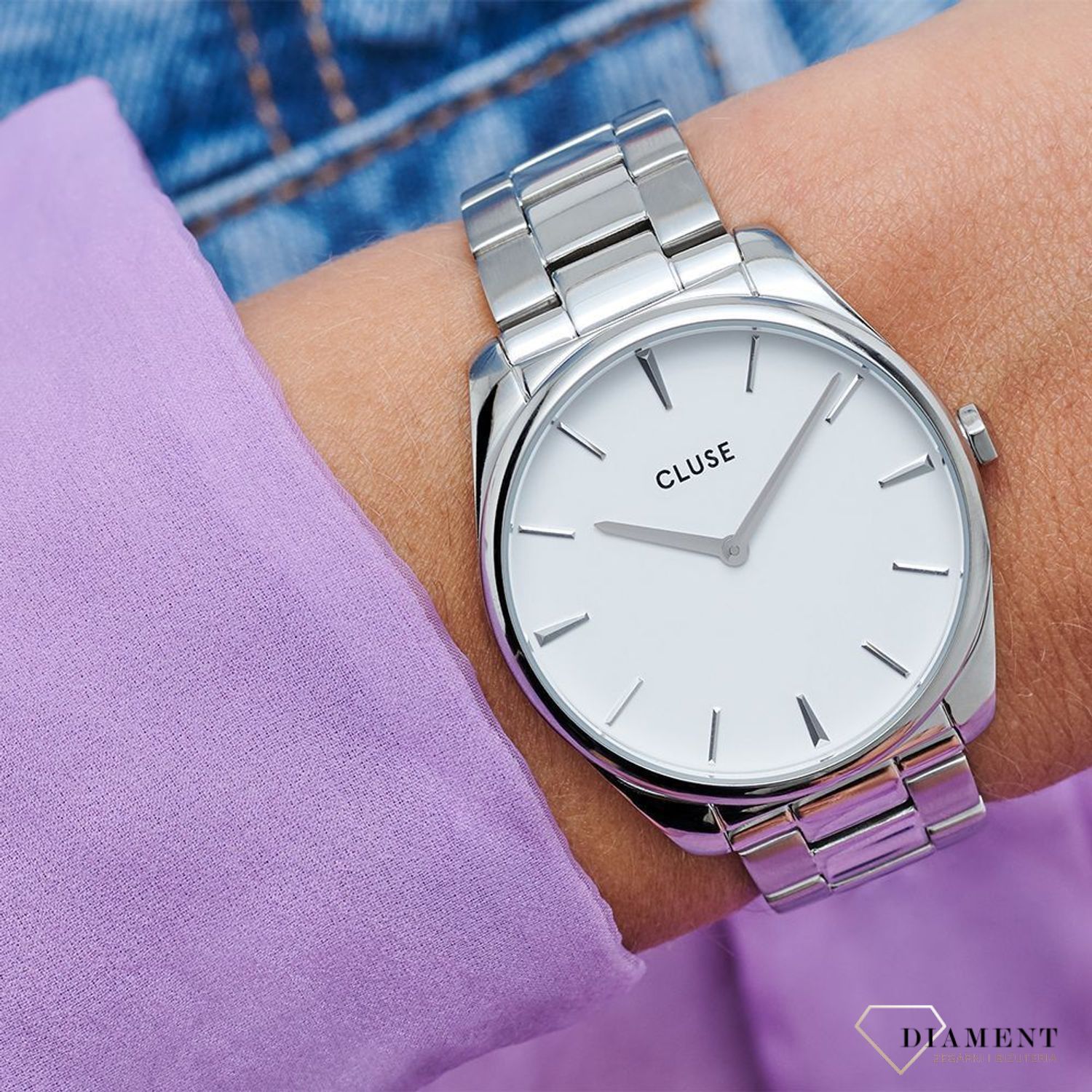 Zegarek damski Cluse to idealny pomysł na prezent. Zegarek w barwie srebrnej o klasycznej okrągłej kopercie i pięknej białej tarczy. Zapraszamy!  (2).jpg