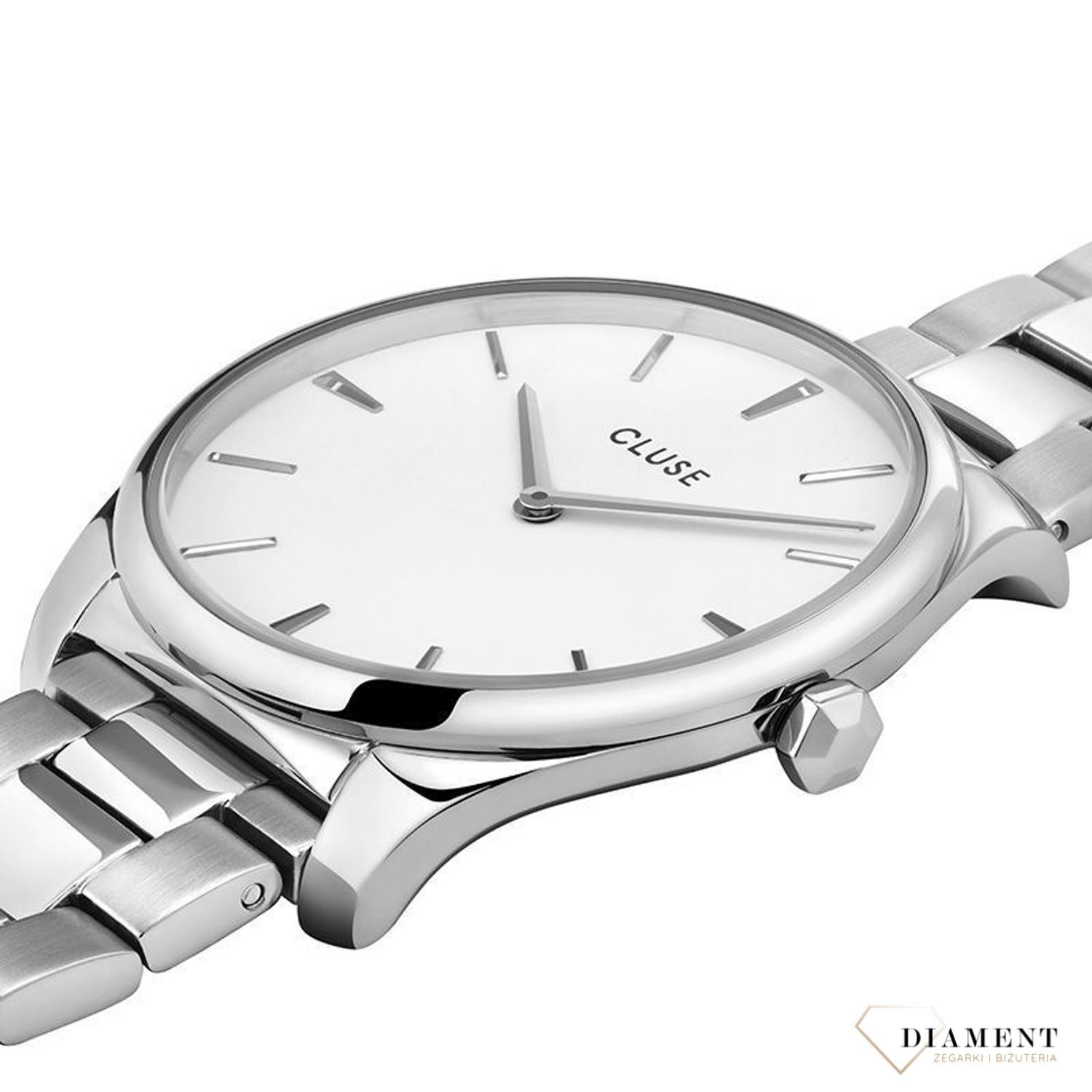 Zegarek damski Cluse to idealny pomysł na prezent. Zegarek w barwie srebrnej o klasycznej okrągłej kopercie i pięknej białej tarczy. Zapraszamy!  (2).jpg