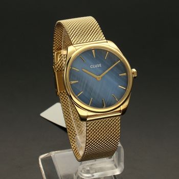 Zegarek damski CLUSE Féroce Petite Gold Colour CW0101212007. Zegarek damski w złotej kolorystyce z niebieską tarczą  (1).jpg