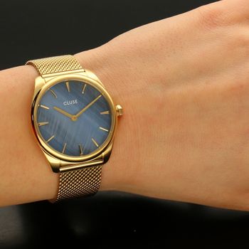 Zegarek damski CLUSE Féroce Petite Gold Colour CW0101212007. Zegarek damski w złotej kolorystyce z niebieską tarczą  (5).jpg