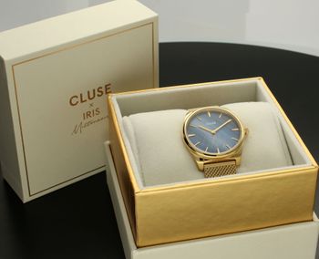 Zegarek damski CLUSE Féroce Petite Gold Colour CW0101212007. Zegarek damski w złotej kolorystyce z niebieską tarczą  (6).jpg