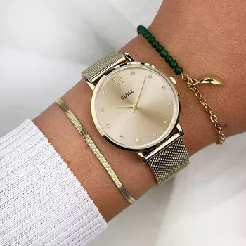 Zegarek damski na bransolecie Cluse CW10204 Minuit Mesh Crystals, Full Gold Colour (5).webp