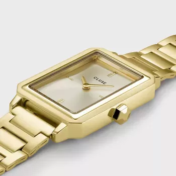 Zegarek damski prostokąt Cluse na bransolecie Fluette Steel Full Gold CW11507 (5).webp