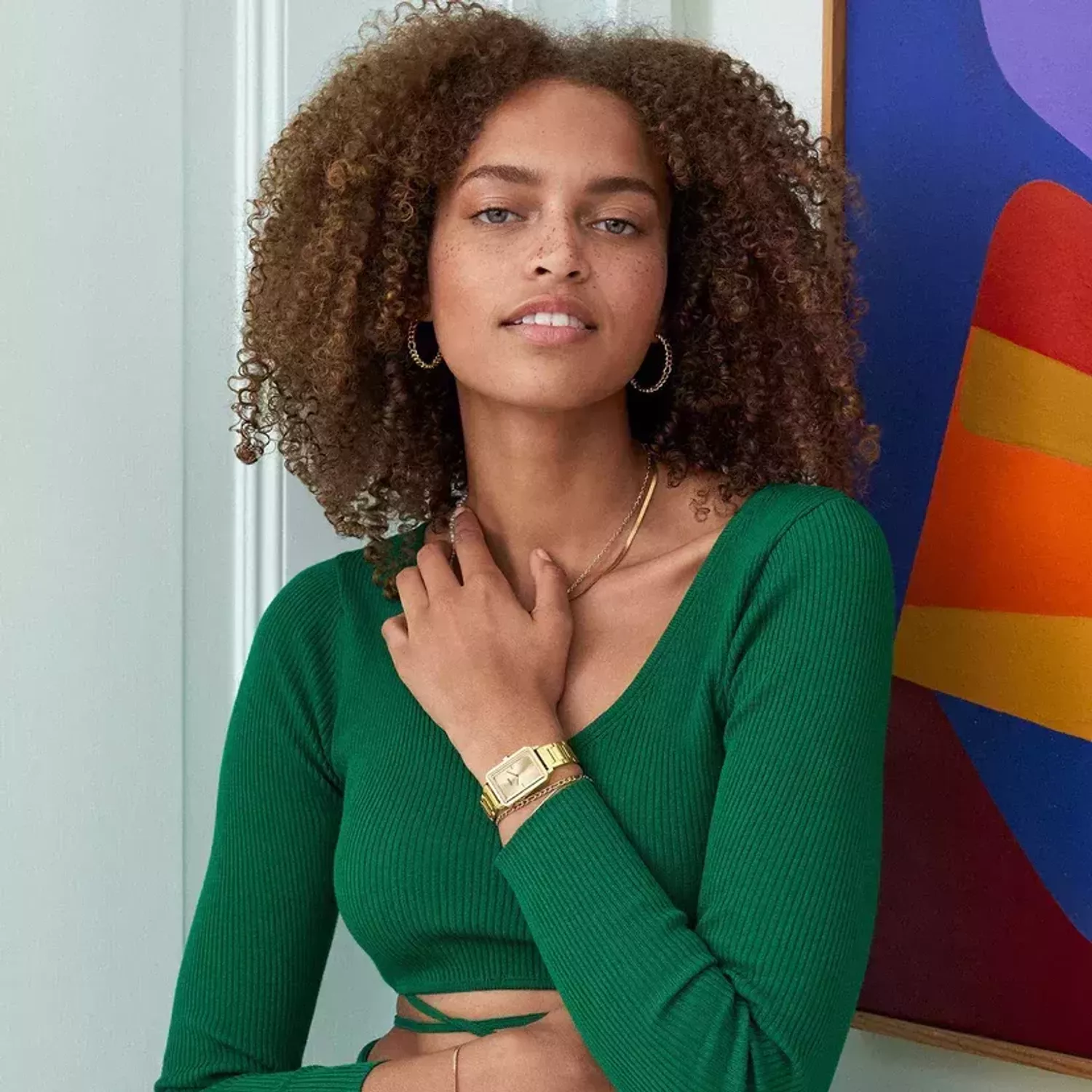 Zegarek damski prostokąt Cluse na bransolecie Fluette Steel Full Gold CW11507.webp