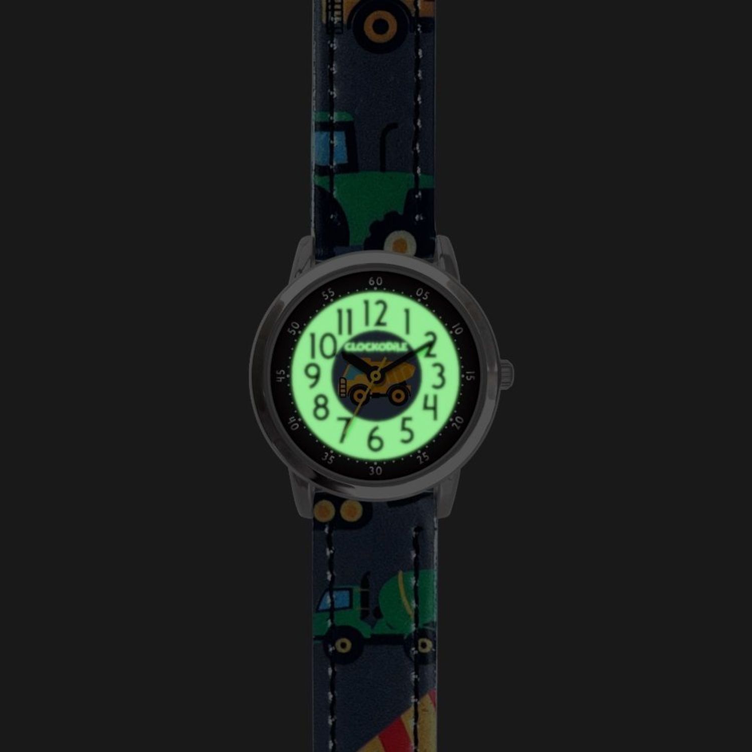 Zegarek Clockodile Granatowy dziecięcy CWB0090 KOPARKI, Zegarek dla dziecka LAVVU CLOCKODILE CWB0090, wyposażony jest w kwarcowy mechanizm, zasilany za pomocą baterii. Mechanizm japoński mieści się w wytrzymałej.jpg