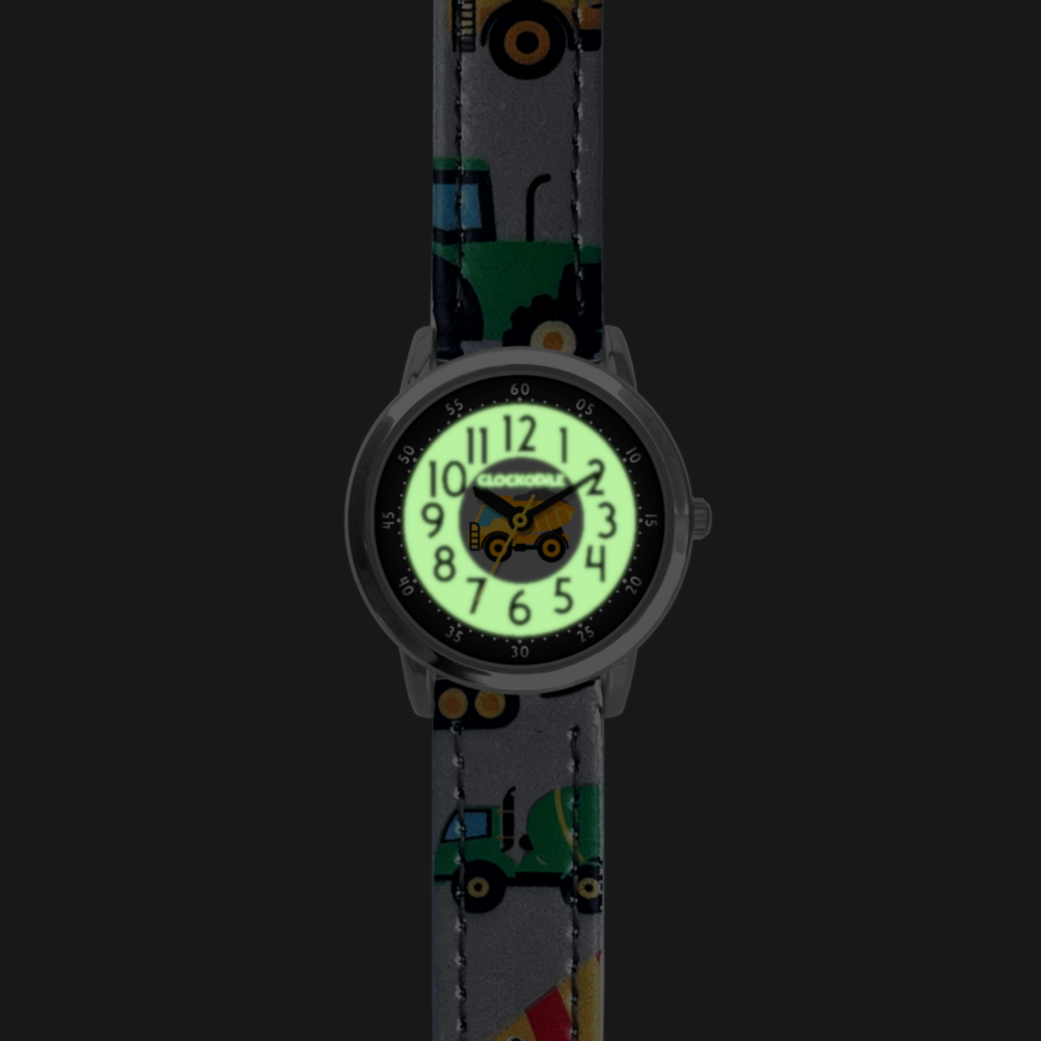 Zegarek dla chłopca Clockodile CWB0091 KOPARKI wyposażony jest w kwarcowy mechanizm, zasilany za pomocą baterii. Mechanizm japoński mieści się w wytrzymałej, okrągłej kopercie12.jpg