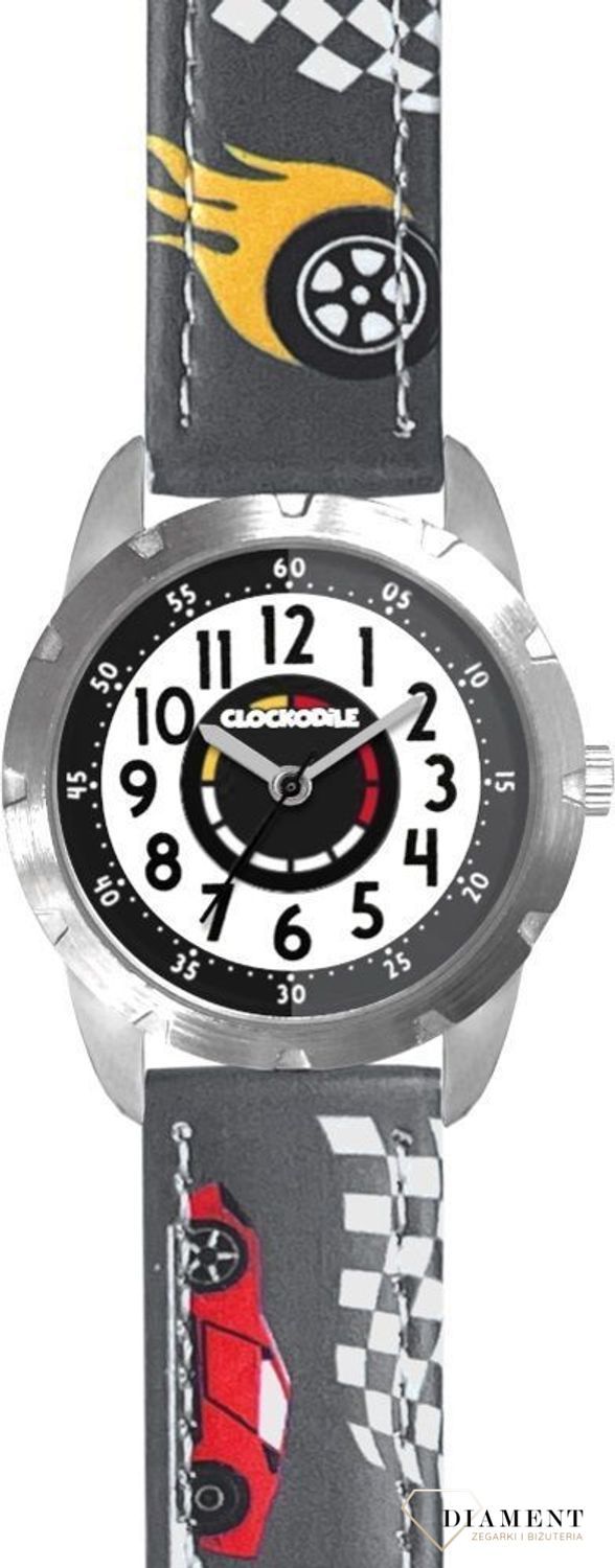 Zegarek Clockodile szary zegarek chłopięcy CWB0121 SAMOCHODY WYŚCIGOWE. Zegarek dla dziecka LAVVU CLOCKODILE CWB0121, wyposażony jest w kwarcowy mechanizm, zasilany za pomocą baterii. Mechanizm japoński mieści się.jpg
