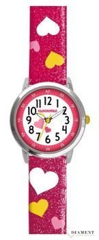 Zegarek dziecięcy dla dziewczynki 'Czerwony brokatowy z serduszkami' CWG5060 (3).jpg