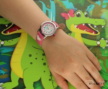 Zegarek dziecięcy dla dziewczynki 'Różowy brokatowy z serduszkami' CWG5062. Zegarek dla dziecka LAVVU CLOCKODILE CWG5062 różowy w serduszka na baterię. Zegarek dla dziecka. Dziecięcy pierwszy zegarek (3).jpg