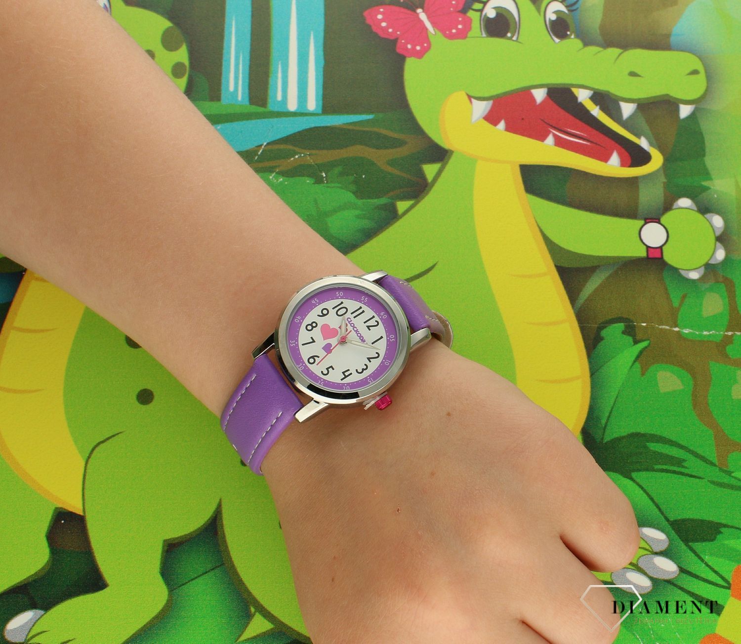 Zegarek dziecięcy dla dziewczynki Fioletowy pasek CWG5064. Zegarek dla dziecka LAVVU CLOCKODILE CWG5064 fioletowy pasek na baterię. Zegarek dla dziecka. Dziecięcy pierwszy zegarek. Zegarek do łatwego odczytania godziny. Na prezent.sa.jpg