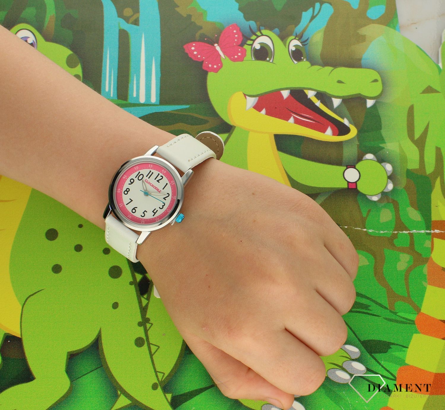 Zegarek dziecięcy dla dziewczynki Biała klasyka CWG5076. Zegarek dla dziecka LAVVU CLOCKODILE CWG5076 na baterię. Zegarek dla dziecka. Dziecięcy pierwszy zegarek. Zegarek do łatwego odczytania godziny. Na prezent. Zegarek dla dzie.jpg