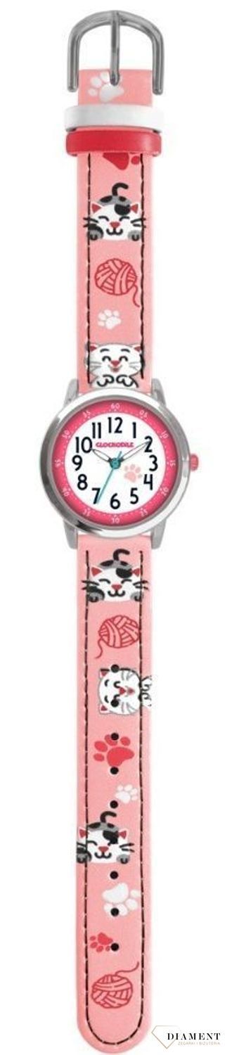 Zegarek dziecięcy dla dziewczynki 'Różowy pasek w kotki' CWG5141. Zegarek dla dziecka LAVVU CLOCKODILE CWG5141 różowy w koty na baterię. Zegarek dla dziecka. Dziecięcy dsrwszy zegarek. Zegarek do łatwego odczytania godziny. Na prez (1).jpg