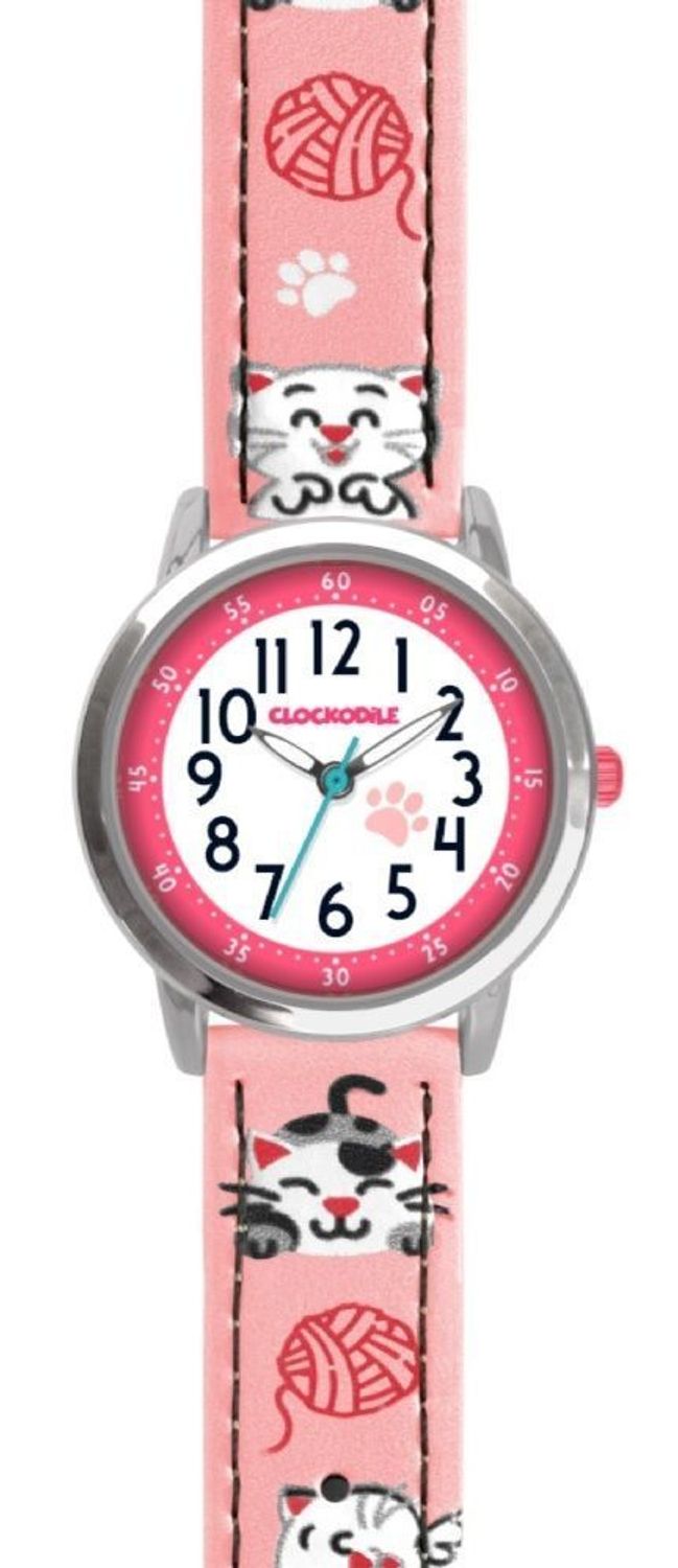 Zegarek dziecięcy dla dziewczynki 'Różowy pasek w kotki' CWG5141. Zegarek dla dziecka LAVVU CLOCKODILE CWG5141 różowy w koty na baterię. Zegarek dla dziecka. Dziecięcy dsrwszy zegarek. Zegarek do łatwego odczytania godziny. Na prez (1).jpg
