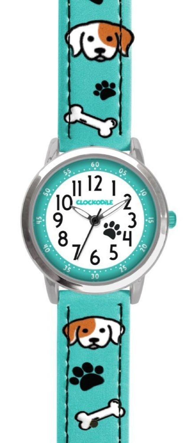 Zegarek dziecięcy dla dziewczynki 'Niebieski pasek w pieski' CWX0040.  Zegarek dla dziecka LAVVU CLOCKODILE CWX0040 niebieski w pieski na baterię. Zegarek dla dziecka. Dziecięcy pierwszy zegarek. Zegarek do łatwego odczytania godzin (1).jpg