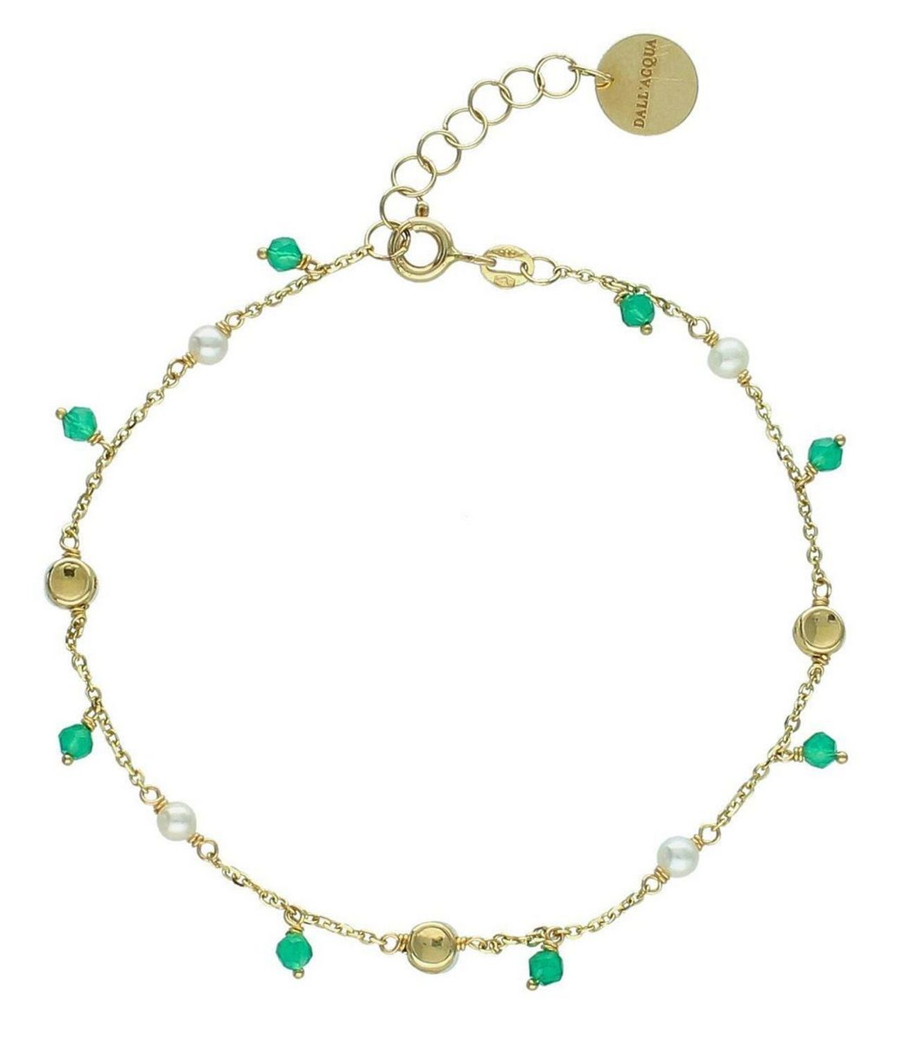 Bransoletka złota damska z perłami i szmaragdami próba 585 D0GABR0432SZM. Złota bransoletka.jpg