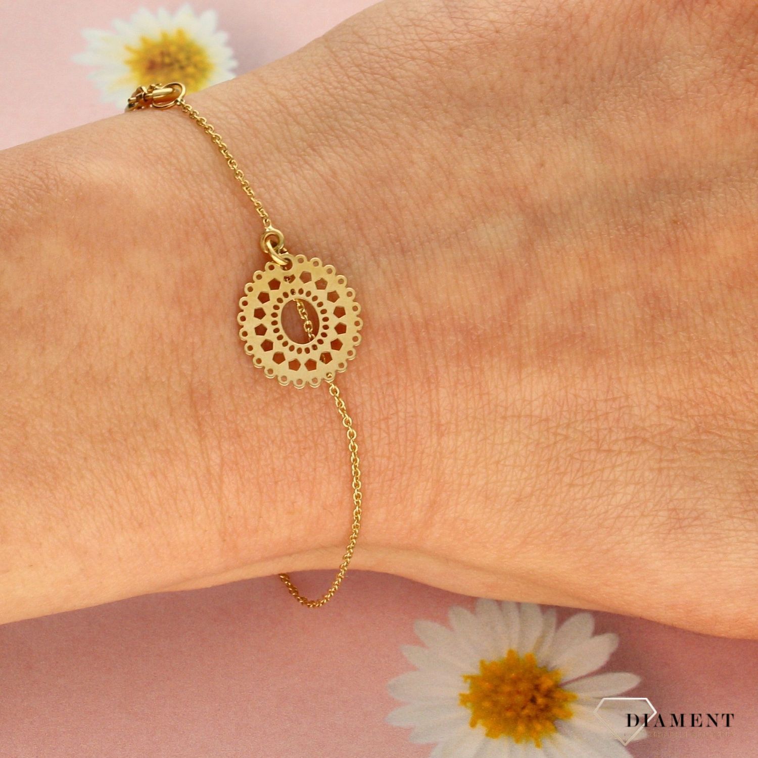 Złota bransoletka celebrytka damska ażurowa 585 żółte złoto DA10128 (2).jpg