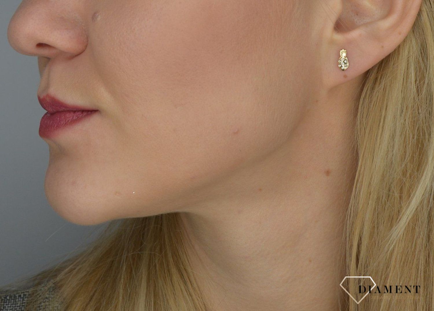 Złote kolczyki dla dziewczynki 585 ananas DBK000000-026.jpg