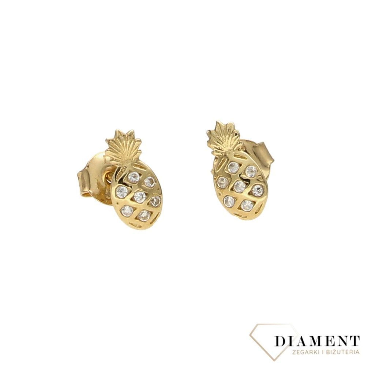Złote kolczyki dla dziewczynki 585 ananas DBK000000-026.jpg