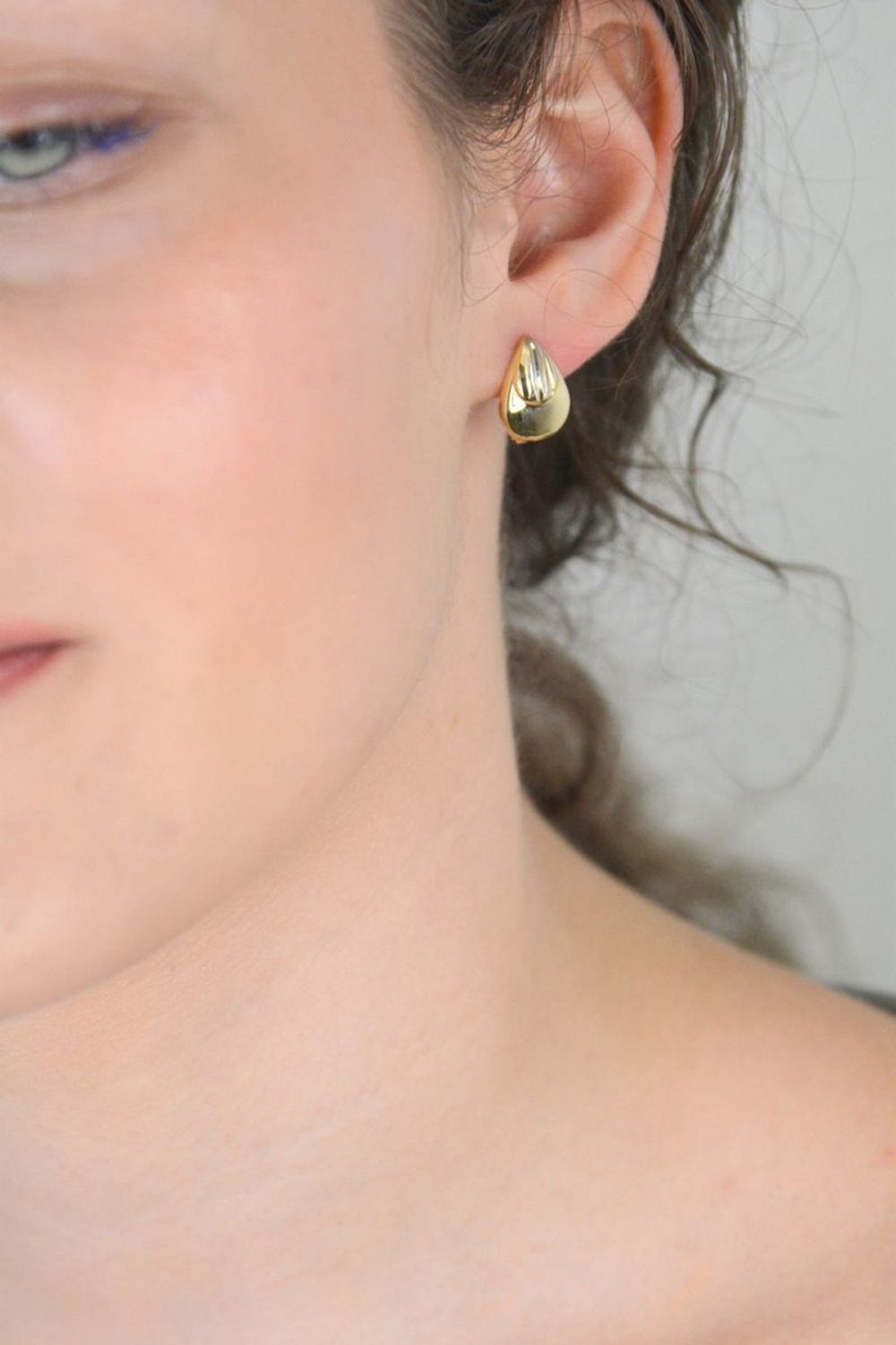 Kolczyki złote krople, łezki grawerowane próba 585 DBK000000-034.jpg