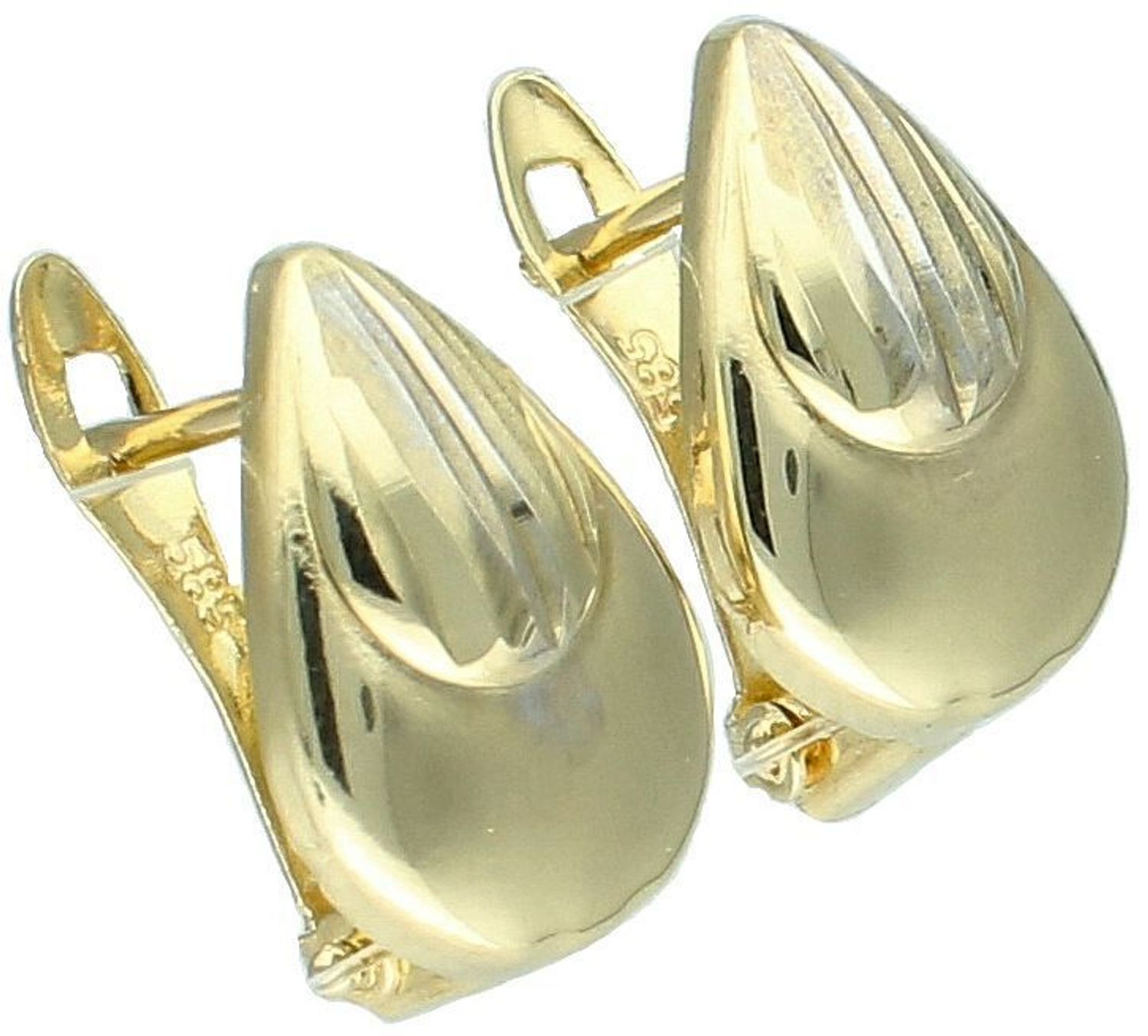 Kolczyki złote krople, łezki grawerowane próba 585 DBK000000-034.jpg