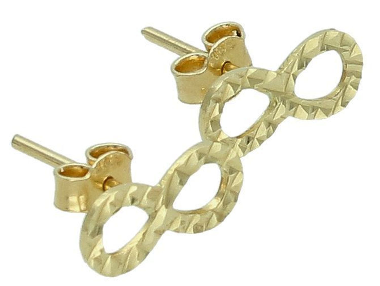 Kolczyki złote znak nieskończoności grawerowane pr 585, DBK000000-077.jpg