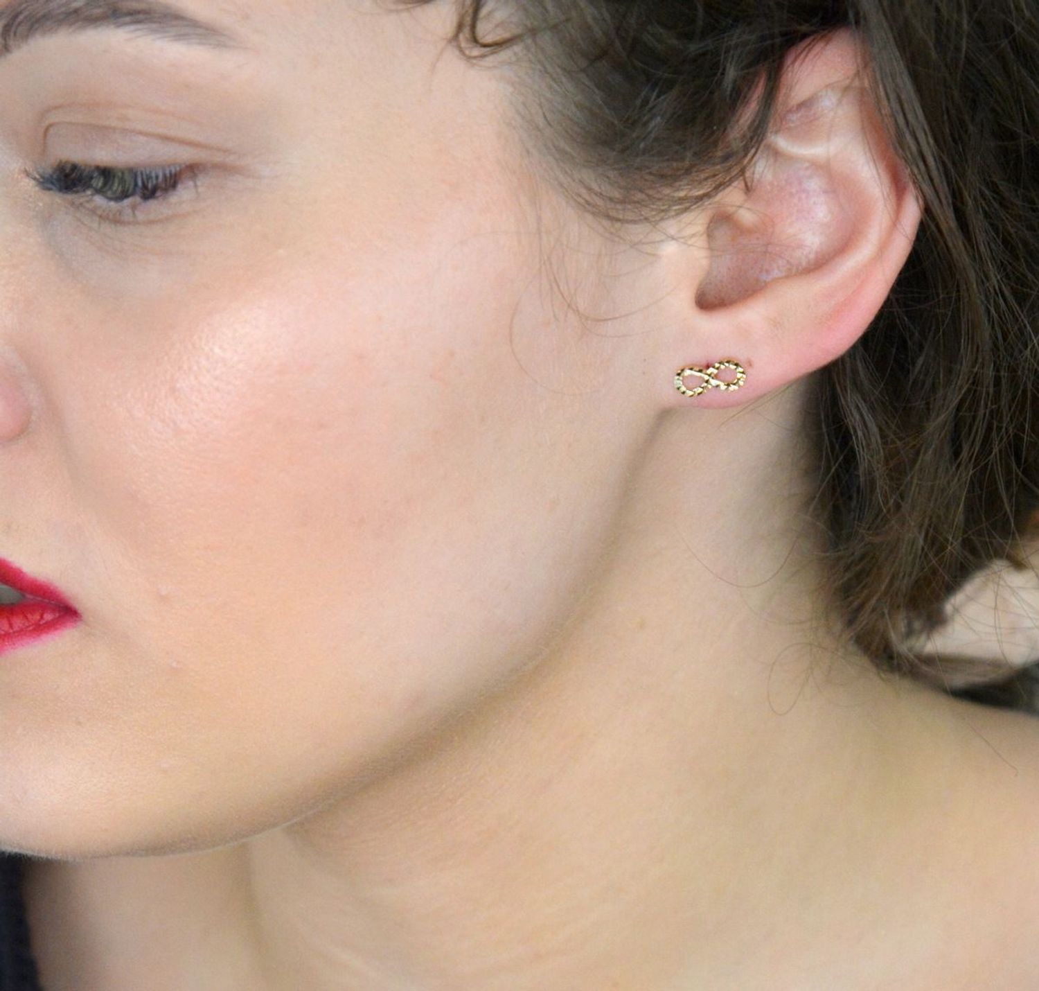 Kolczyki złote znak nieskończoności grawerowane pr 585, DBK000000-077.jpg