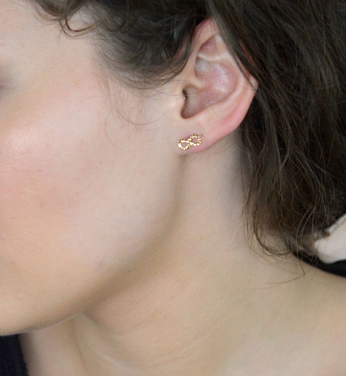 Kolczyki złote znak nieskończoności grawerowane pr 585, DBK000000-077.jpg