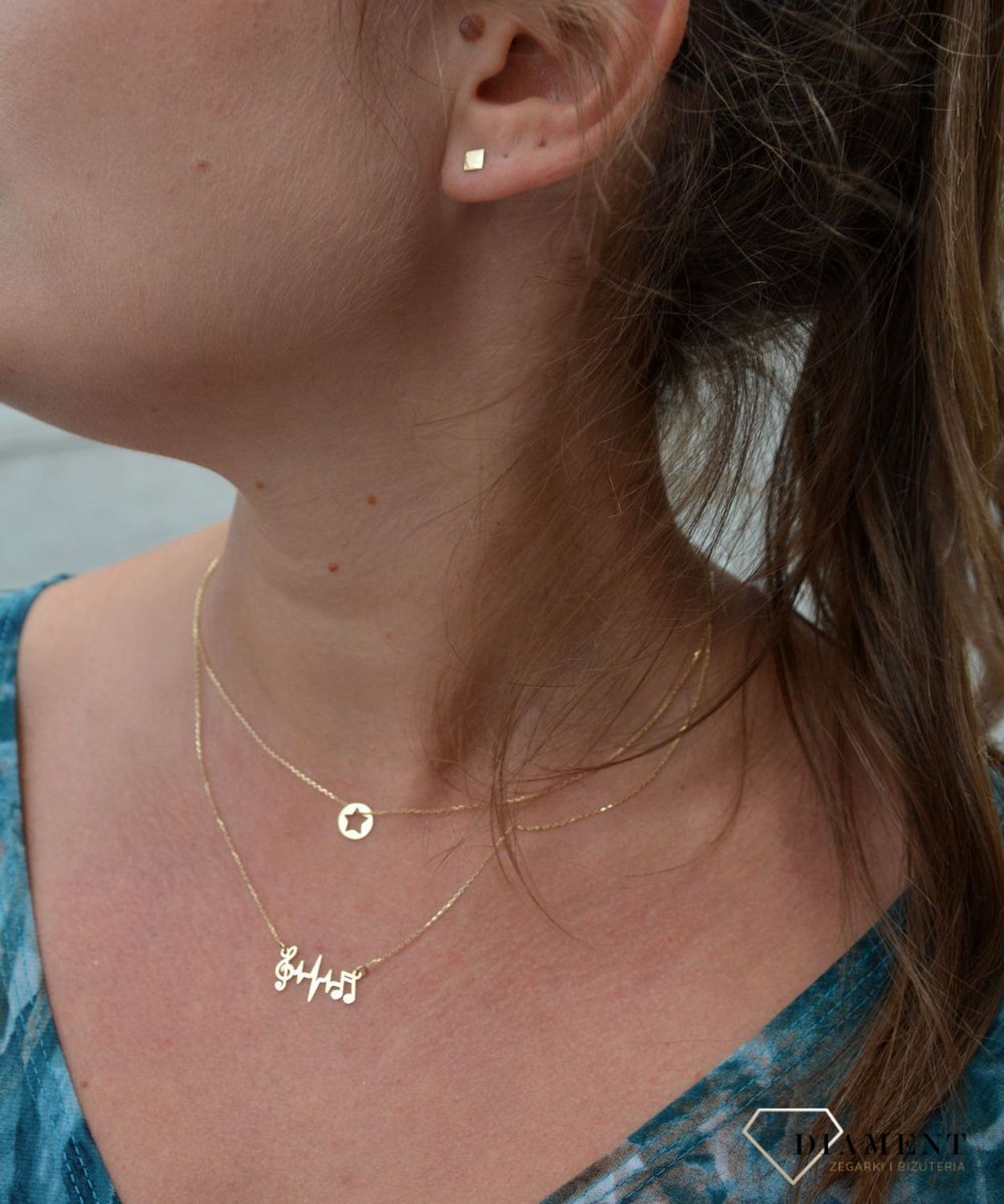 Złoty naszyjnik celebrytka 585 'linia życia i muzyka'.jpg