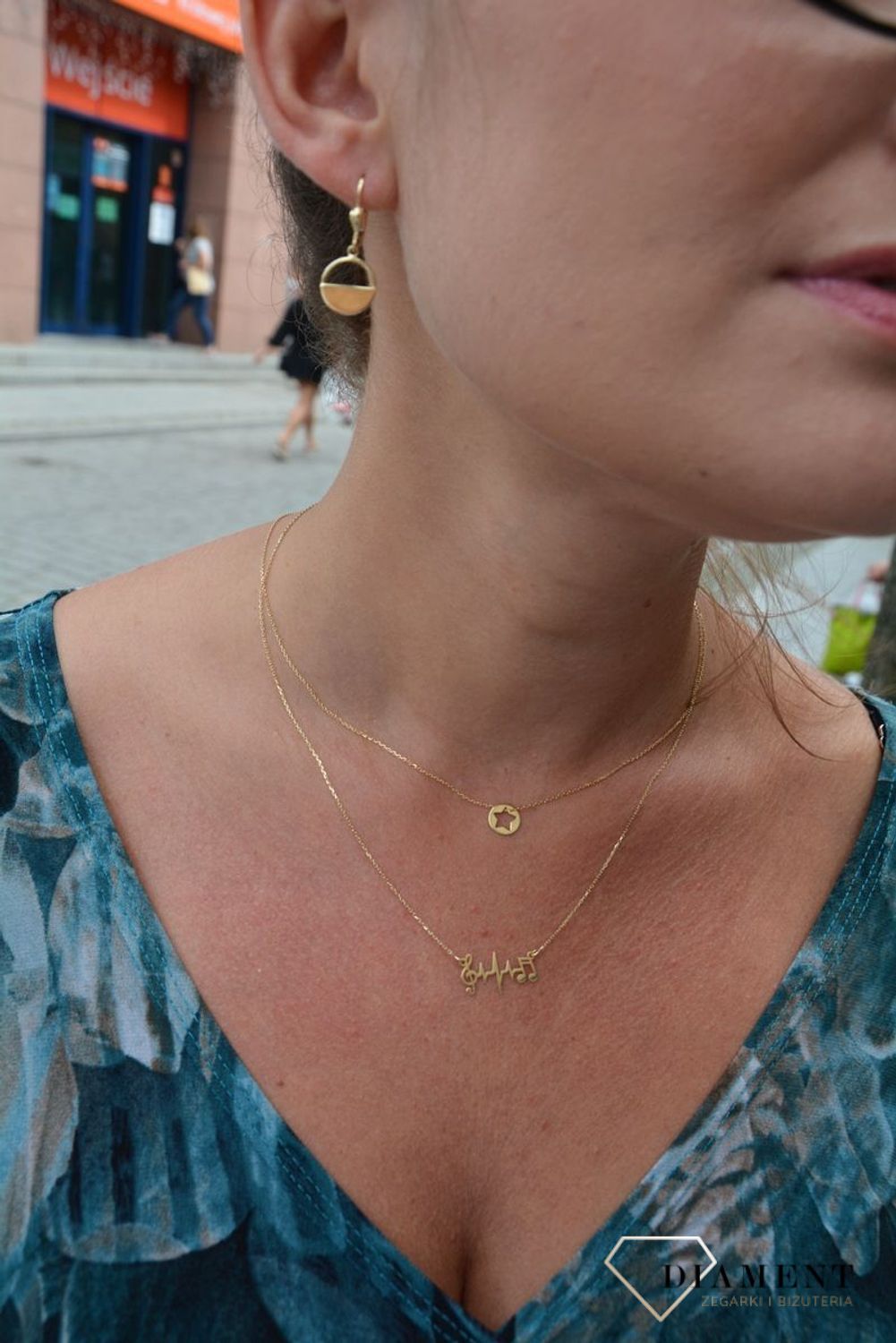 Złoty naszyjnik celebrytka 585 'linia życia i muzyka'.jpg