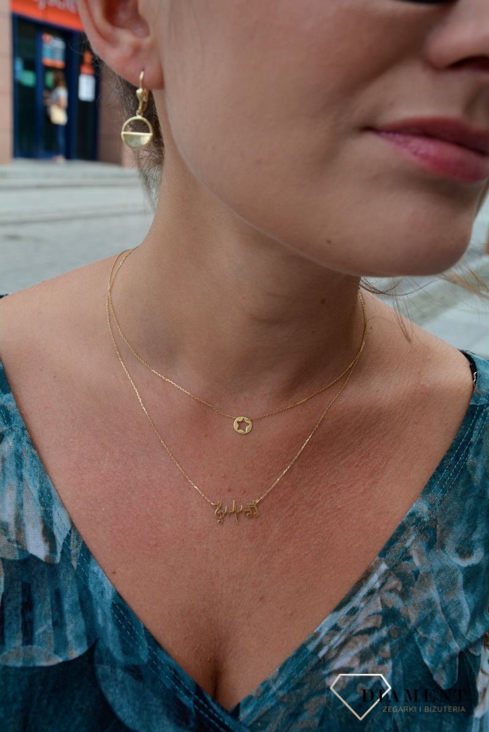 Złoty naszyjnik celebrytka 585 'linia życia i muzyka'.jpg