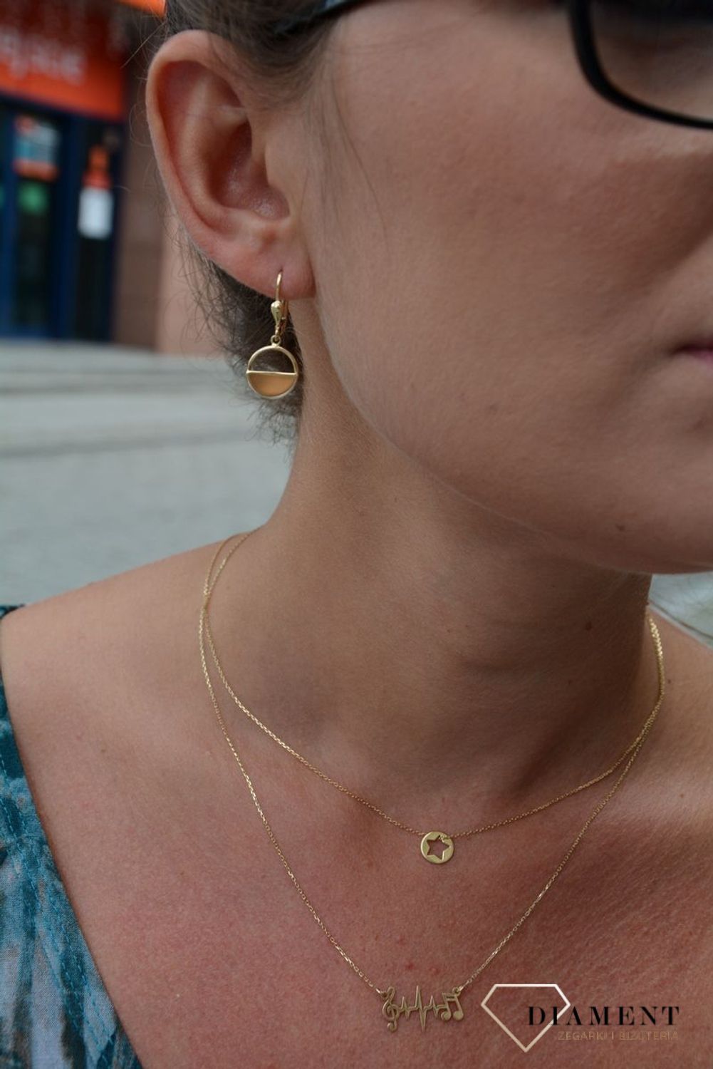 Złoty naszyjnik celebrytka 585 'linia życia i muzyka'.jpg