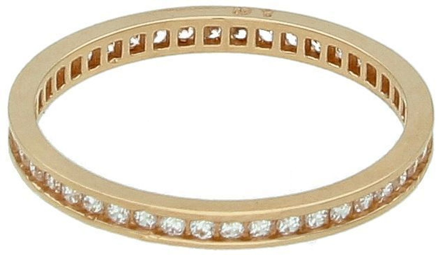 Pierścionek damski różowe złoto obrączka wysadzana cyrkoniami próba 585, rozmiar 11 DBP000000-058 Odkryj subtelny urok kobiecej elegancji z pierścionkiem damskim z różowego złota próby 585, 1.jpg