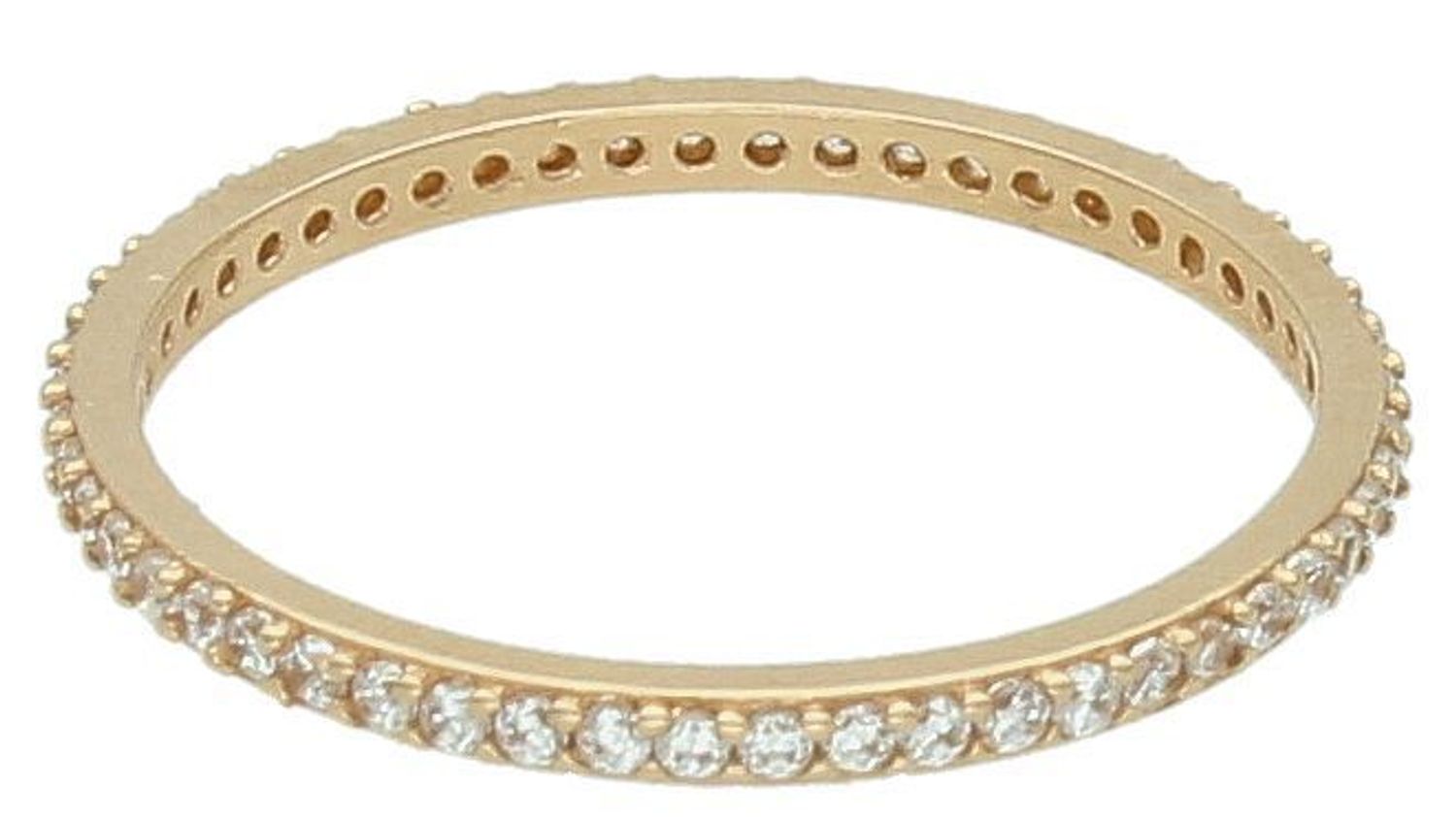 Pierścionek różowe złoto 585 wąska obrączka w cyrkoniach DBP000000-059 Złoty pierścionek 585 obrączka ozdobiona białymi cyrkoniami. Złoty pierścionek próba 585. Pierścionek w formie obrączki. Pi.jpg