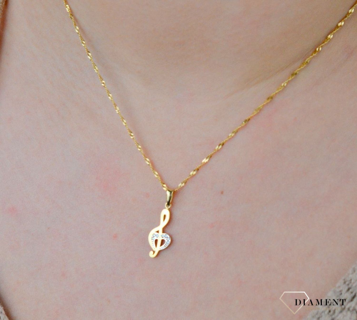 Złota zawieszka 585 klucz wiolinowy z serduszkiem DBZ000000-016.jpg