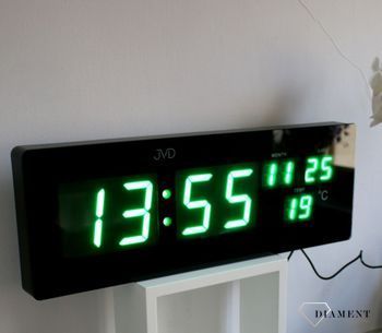 Zegar ścienny z wyświetlaczem LED zielony datownik, temperatura  JVD DH2.1 Zegary ✓ Zegar do biura z datownikiem i termometrem ✓Zegary i budziki  (1).JPG