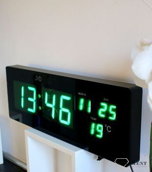 Zegar ścienny z wyświetlaczem LED zielony datownik, temperatura  JVD DH2.1 Zegary ✓ Zegar do biura z datownikiem i termometrem ✓Zegary i budziki  (3).JPG