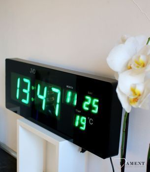 Zegar ścienny z wyświetlaczem LED zielony datownik, temperatura  JVD DH2.1 Zegary ✓ Zegar do biura z datownikiem i termometrem ✓Zegary i budziki  (4).JPG