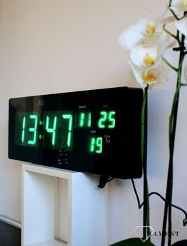 Zegar ścienny z wyświetlaczem LED zielony datownik, temperatura  JVD DH2.1 Zegary ✓ Zegar do biura z datownikiem i termometrem ✓Zegary i budziki  (5).JPG