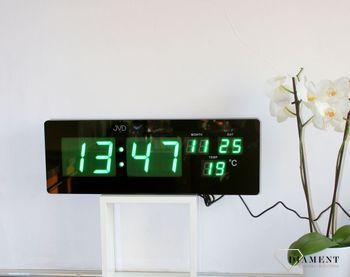 Zegar ścienny z wyświetlaczem LED zielony datownik, temperatura  JVD DH2.1 Zegary ✓ Zegar do biura z datownikiem i termometrem ✓Zegary i budziki  (6).JPG