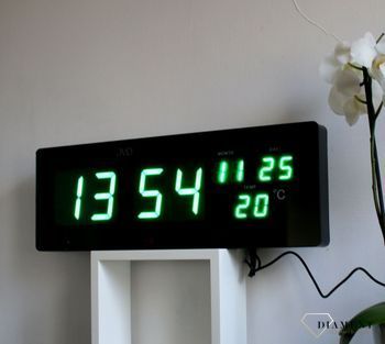 Zegar ścienny z wyświetlaczem LED zielony datownik, temperatura  JVD DH2.1 Zegary ✓ Zegar do biura z datownikiem i termometrem ✓Zegary i budziki  (9).JPG
