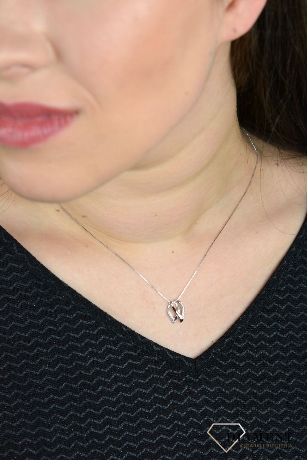 Srebrny naszyjnik celebrytka zawieszka z cyrkonią DHNZ005142.jpg