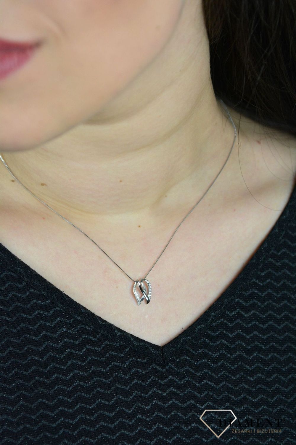 Srebrny naszyjnik celebrytka zawieszka z cyrkonią DHNZ005142.jpg