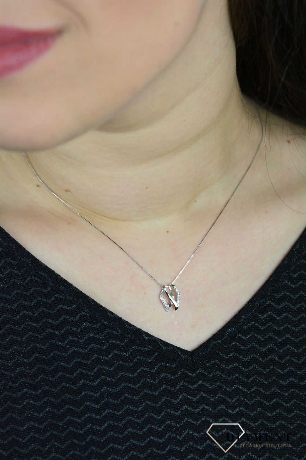 Srebrny naszyjnik celebrytka zawieszka z cyrkonią DHNZ005142.jpg
