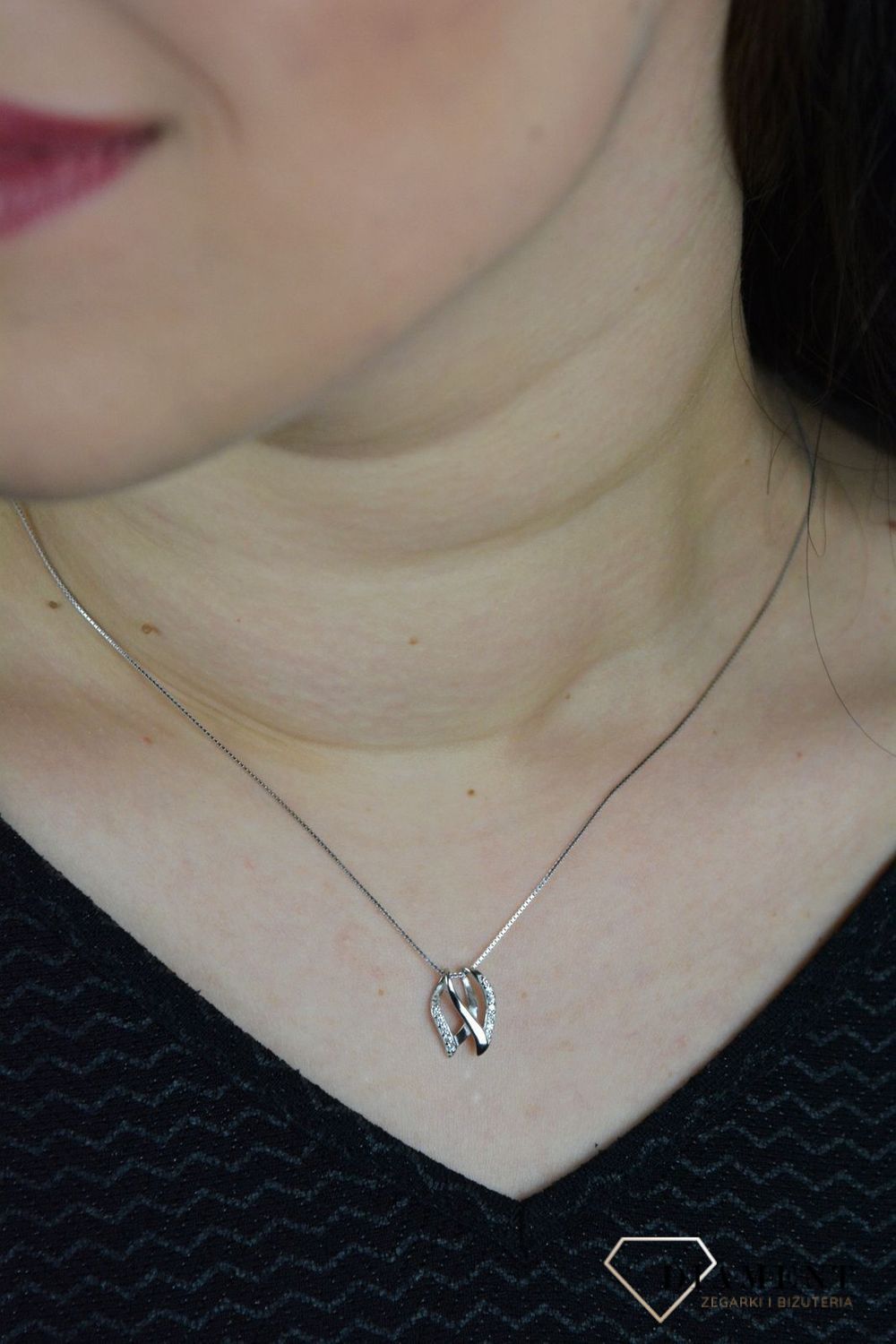 Srebrny naszyjnik celebrytka zawieszka z cyrkonią DHNZ005142.jpg