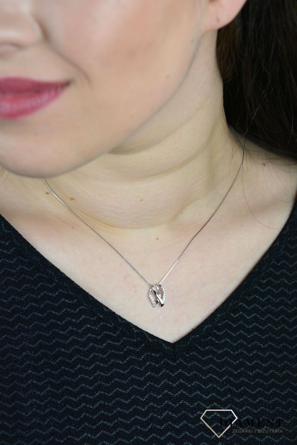 Srebrny naszyjnik celebrytka zawieszka z cyrkonią DHNZ005142.jpg