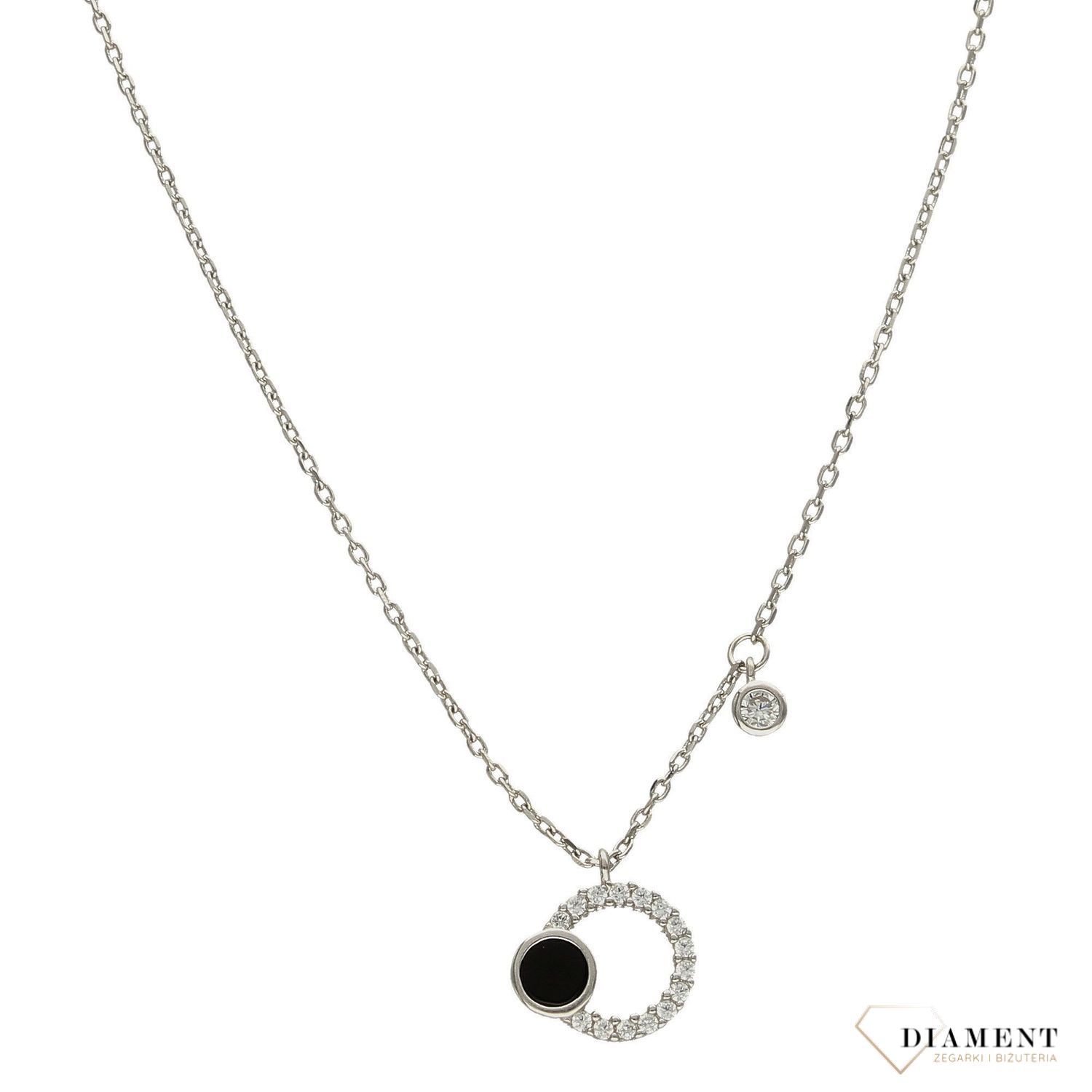 Naszyjnik srebrny Infinity DHNZ006042 z onyksem i cyrkonią.jpg