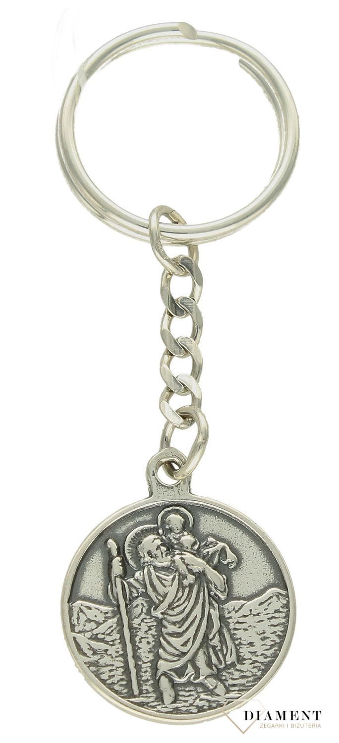 Brelok srebrny do kluczy Święty Krzysztof Patron Kierowców DIA--BRE-9828-925. Srebrny brelok do kluczy Święty Krzysztof Patron Kierowców. Brelok precyzyjnie wykonany w całości ze srebra próby 925 z wizerunkiem Św. Krzysztofa..jpg
