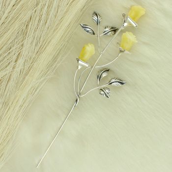 Srebrna róża z bursztynu bałtyckiego na prezent - 17 cm róża.jpg